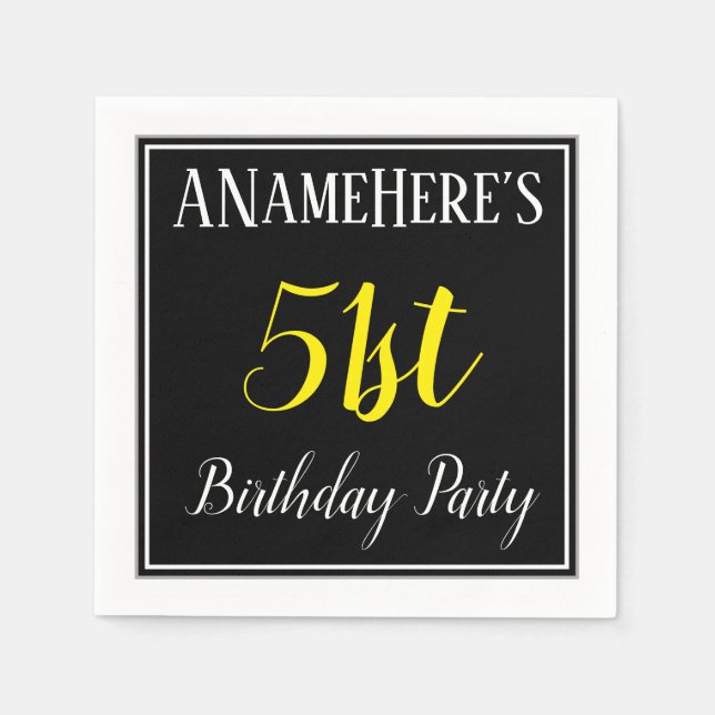 Simple, 51st Birthday Party w/ Custom Name Napkins (Front)