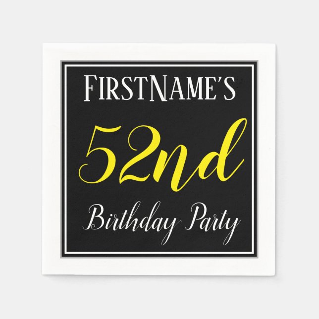 Simple, 52nd Birthday Party w/ Custom Name Napkins (Front)