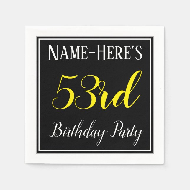 Simple, 53rd Birthday Party w/ Custom Name Napkins (Front)