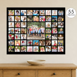 Simple 55 Photo Collage Custom Color Poster