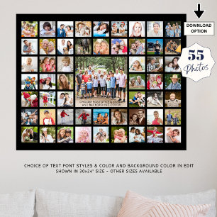 Simple 55 Photo Collage Custom Color Poster