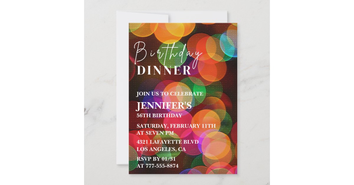 Simple 56th birthday invitation Confetti Dinner | Zazzle