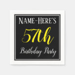 [ Thumbnail: Simple, 57th Birthday Party W/ Custom Name Napkins ]