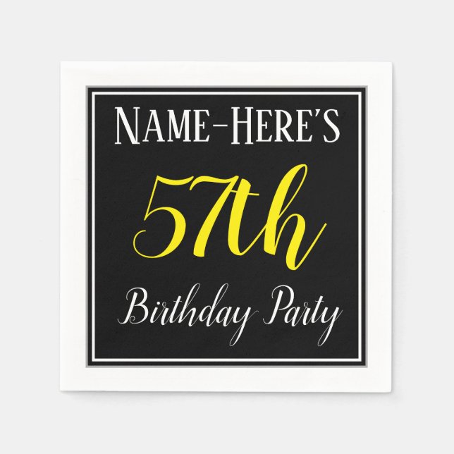 Simple, 57th Birthday Party w/ Custom Name Napkins (Front)
