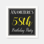 [ Thumbnail: Simple, 58th Birthday Party W/ Custom Name Napkins ]