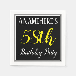 Simple, 58th Birthday Party w/ Custom Name Napkins