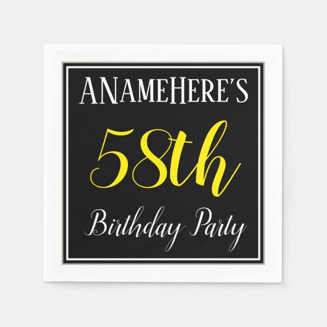 Simple, 58th Birthday Party w/ Custom Name Napkins (Front)