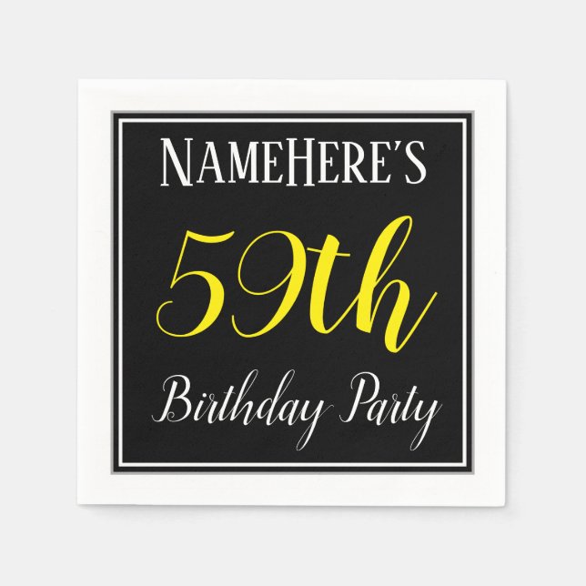 Simple, 59th Birthday Party w/ Custom Name Napkins (Front)