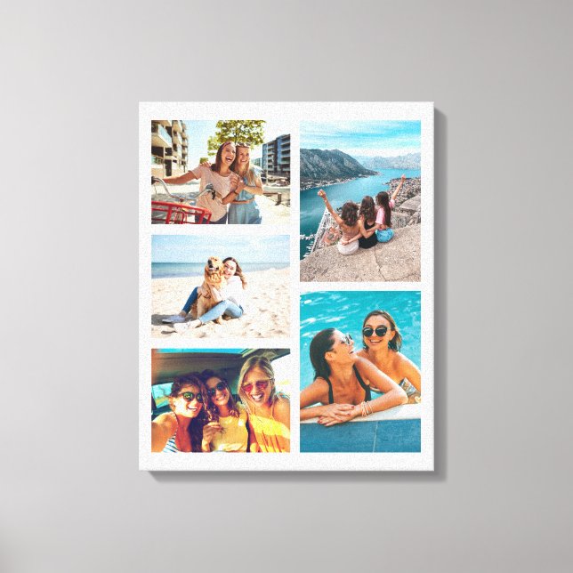 Simple 5 Photo Collage Canvas Print (Front)