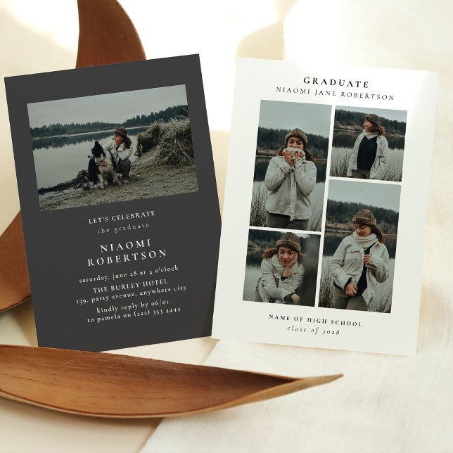 Simple 5 Photo Collage Graduation Party Invitation (Creator Uploaded)