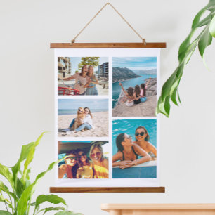 Simple 5 Photo Collage Hanging Tapestry