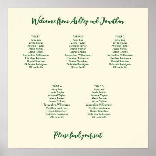 Simple 5 Table Ivory Cream Green Seating Chart