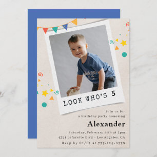 Simple 5th birthday invitations Blue Photo