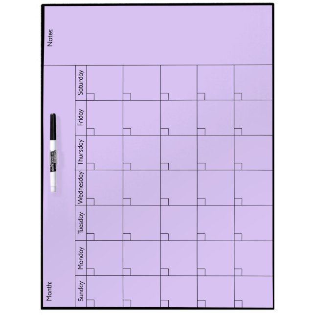 Simple 5W Calendar - Personalize Dry Erase Board (Front)