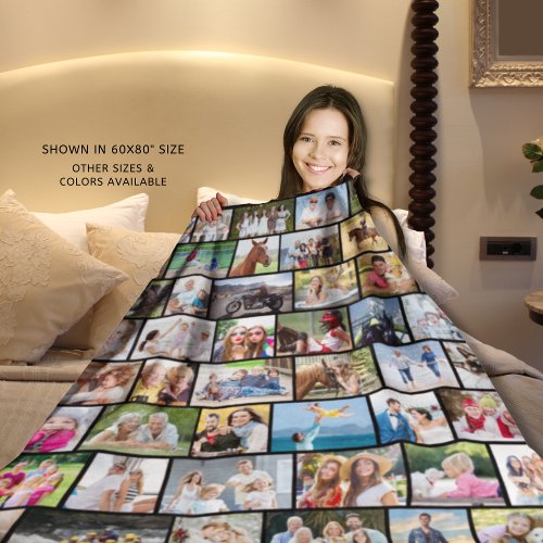 Simple 60 Multiple Shape Photo Collage Your Color Sherpa Blanket