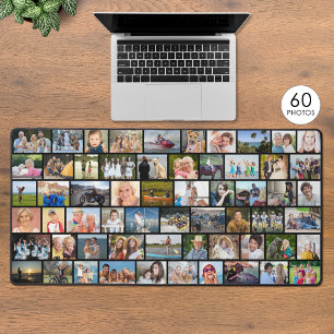 Simple 60 Photo Collage Custom Color Desk Mat