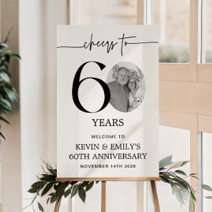 Simple 60th Anniversary Photo Paper Welcome Sign