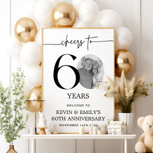 Simple 60th Anniversary Photo Paper Welcome Sign