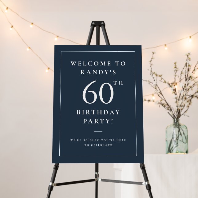 Simple 60th Birthday Party Welcome  Foam Board (In Situ (Stand))