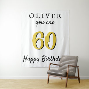 Simple 60th Happy Birthday Party Backdrop