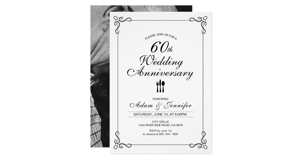 Simple 60th Wedding Anniversary Invitation Card