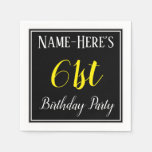 [ Thumbnail: Simple, 61st Birthday Party W/ Custom Name Napkins ]