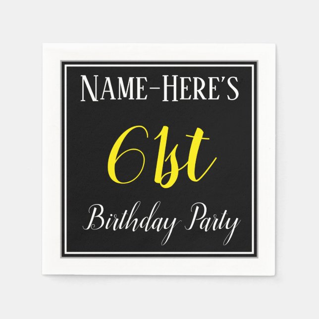 Simple, 61st Birthday Party w/ Custom Name Napkins (Front)
