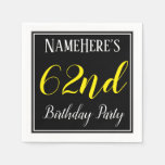 [ Thumbnail: Simple, 62nd Birthday Party W/ Custom Name Napkin ]