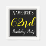 [ Thumbnail: Simple, 62nd Birthday Party W/ Custom Name Napkins ]