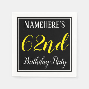 Simple, 62nd Birthday Party w/ Custom Name Napkins