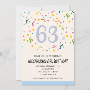 Simple 63rd birthday invitations Confetti Modern