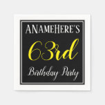 [ Thumbnail: Simple, 63rd Birthday Party W/ Custom Name Napkin ]