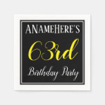 [ Thumbnail: Simple, 63rd Birthday Party W/ Custom Name Napkins ]
