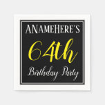 [ Thumbnail: Simple, 64th Birthday Party W/ Custom Name Napkin ]