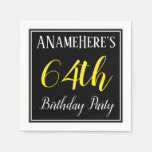 [ Thumbnail: Simple, 64th Birthday Party W/ Custom Name Napkins ]