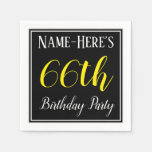 [ Thumbnail: Simple, 66th Birthday Party W/ Custom Name Paper Napkin ]