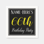 [ Thumbnail: Simple, 66th Birthday Party W/ Custom Name Napkins ]