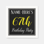 [ Thumbnail: Simple, 67th Birthday Party W/ Custom Name Napkin ]