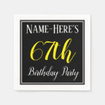 [ Thumbnail: Simple, 67th Birthday Party W/ Custom Name Napkins ]