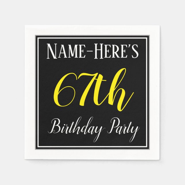 Simple, 67th Birthday Party w/ Custom Name Napkins (Front)