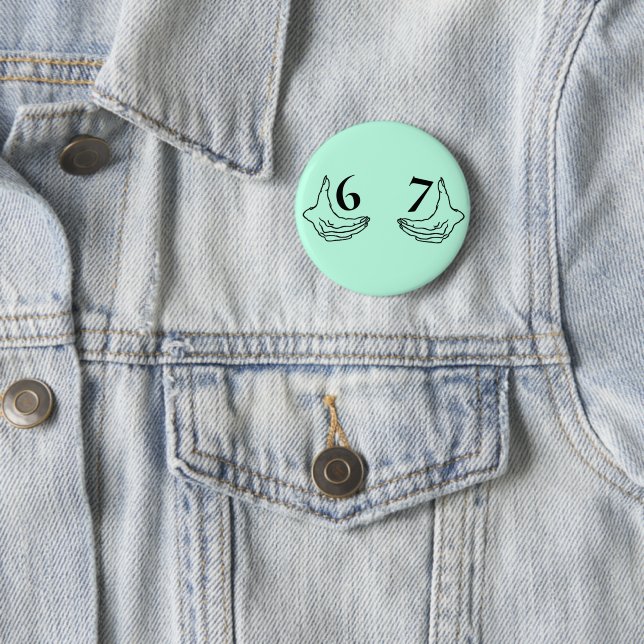 Simple 6-7 Six Seven Meme With Two Hands Outline Button (In Situ)