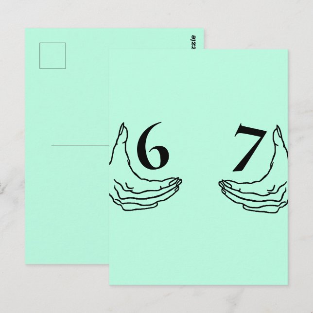 Simple 6-7 Six Seven Meme With Two Hands Outline Postcard (Front/Back)