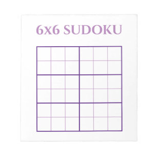 Simple 6 by 6 Purple White Sudoku Grid Template Notepad