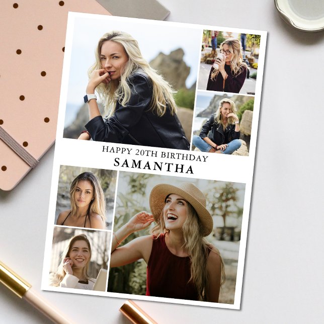 Simple 6 Collage | Photo Any Age Birthday Card (Personalize the collage birthday greeting card to create a special keepsake for your loved one!)