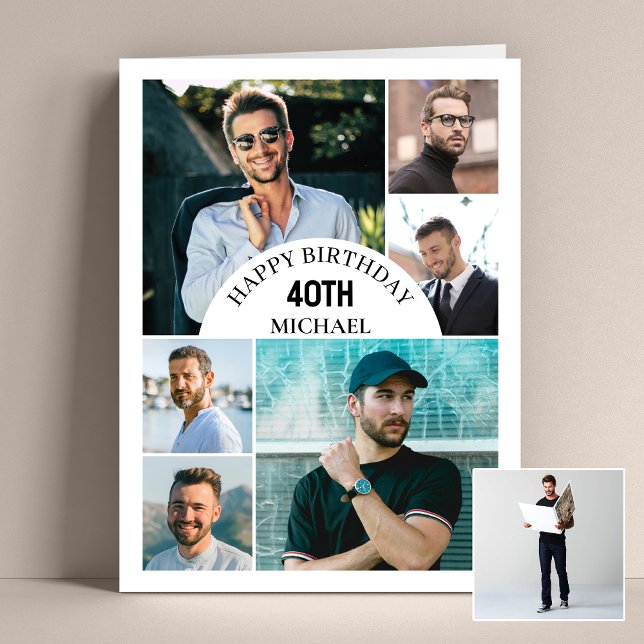 Simple 6 Collage | Photo Any Age Jumbo Birthday Card (Personalize the collage birthday greeting card to create a special keepsake for your loved one!)