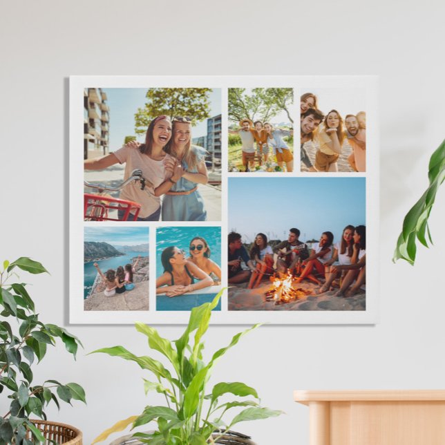 Simple 6 Photo Collage Faux Canvas Print (Creator Uploaded)