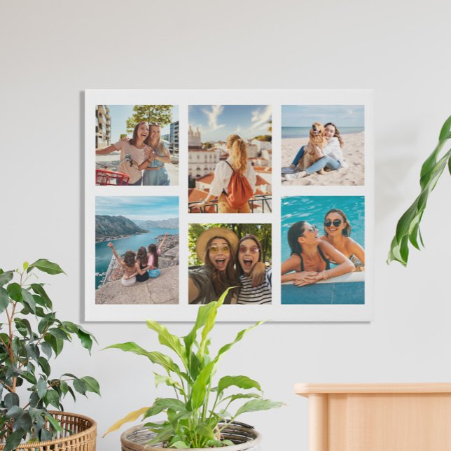 Simple 6 Photo Collage Faux Canvas Print (Creator Uploaded)