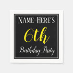 [ Thumbnail: Simple, 6th Birthday Party W/ Custom Name Napkins ]