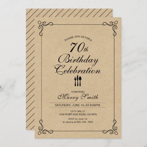 Simple 70th Birthday Celebration Party Invitation