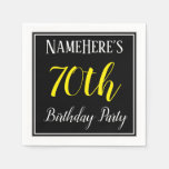 [ Thumbnail: Simple, 70th Birthday Party W/ Custom Name Paper Napkin ]